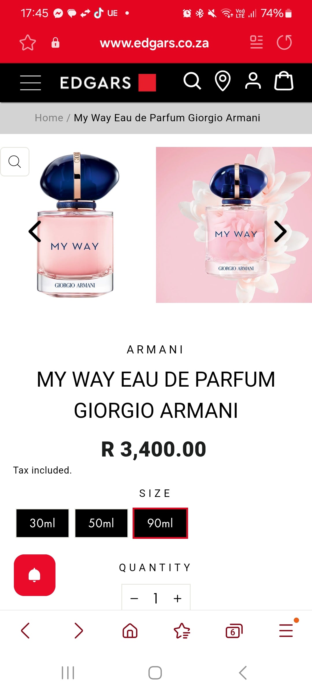 Giorgio Armani My Way Eau De Parafum 90ml