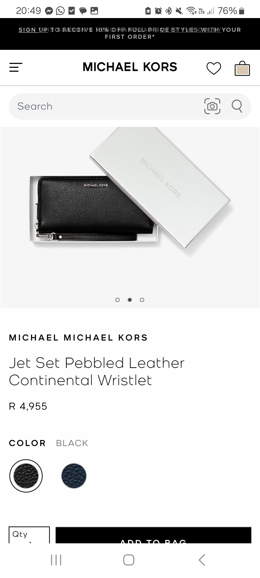 Michael Kors Jet Set Pebble leather Continental Wristlet