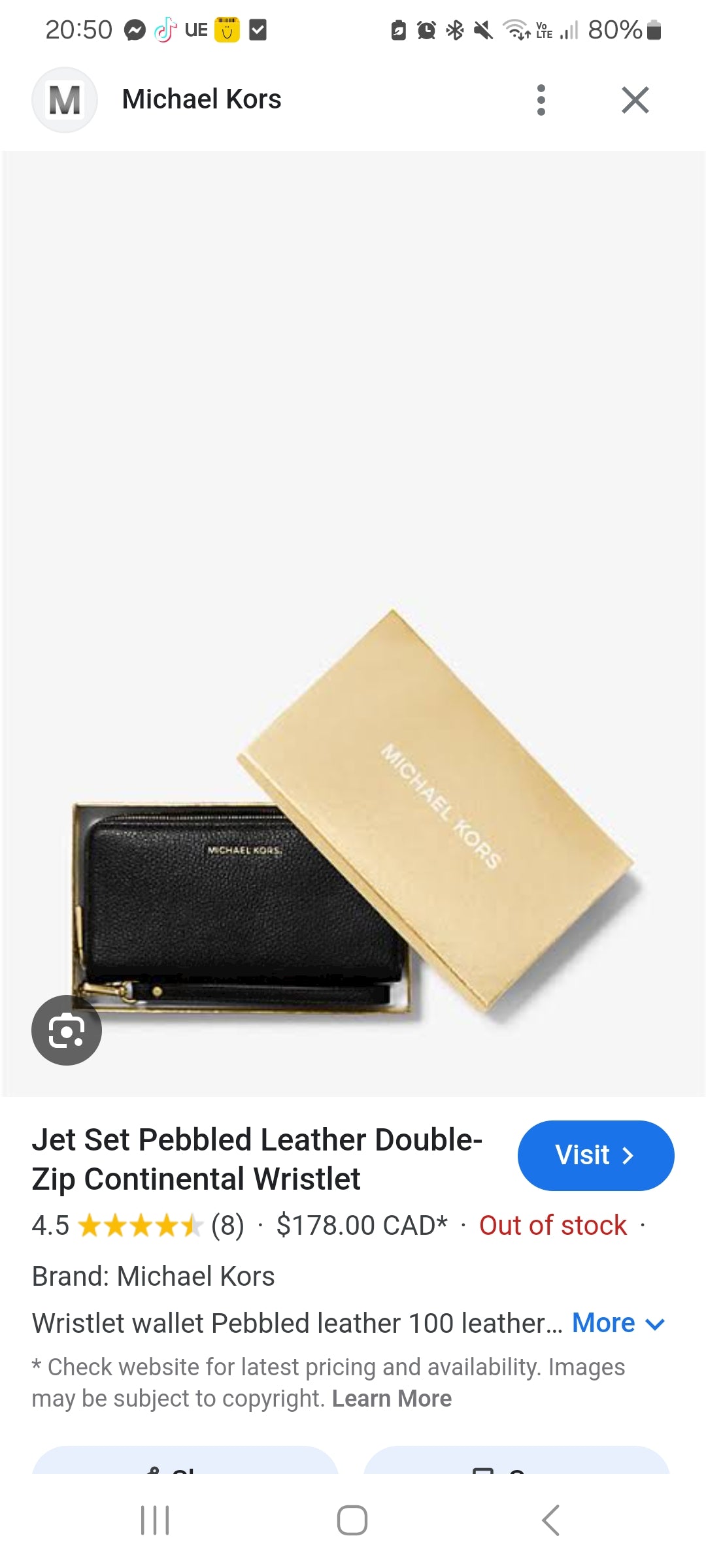 Michael Kors Jet Set Continental Wristlet Gold Label