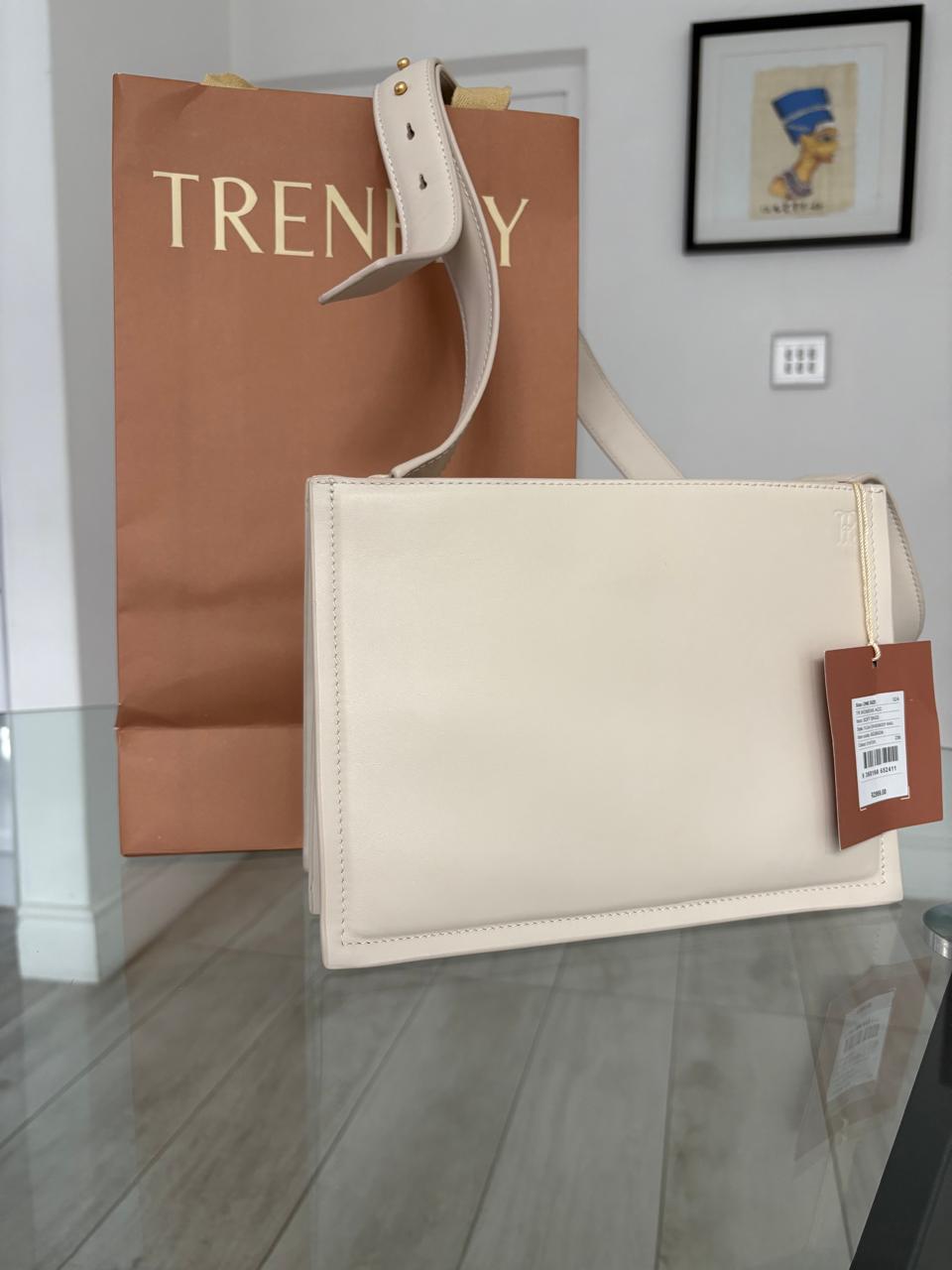 Trenery White genuine leather over the shoulder handbag